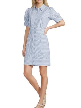 [Never Worn] Alex Marie Light Blue & White Striped Shirt Mini Dress